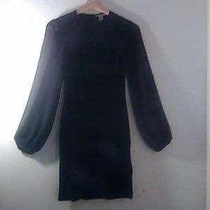 H&M Sheer Sleeve Velvet Dress